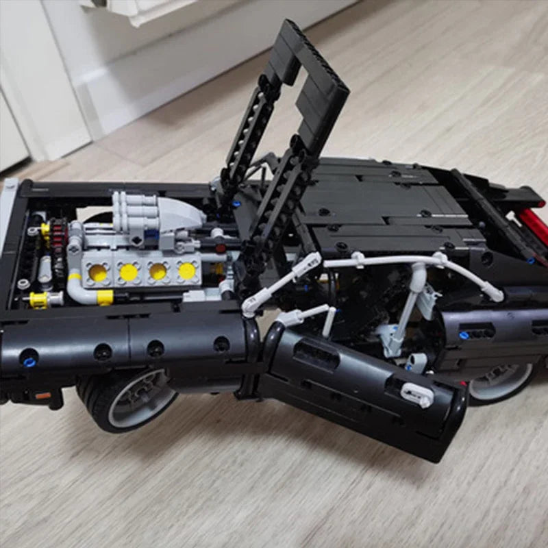 Dodge Challenger 1077PCS Racing Car Bausteine-Set – Lernspielzeug der Serie „Mechanik“ (schwarzes Auto)