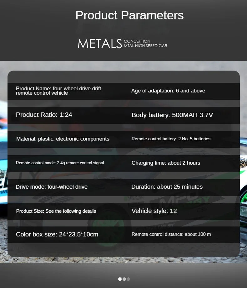 RC-Drift-Auto mit 2,4-GHz, Maßstab 1:24, Funkfernsteuerung Rennwagen