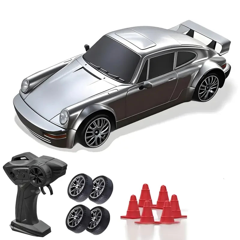 RC Drift Car 2,4 GHz, Maßstab 1:24, Allradantrieb, 20 km/h, Hochgeschwindigkeits-Fernsteuerungsauto mit LED-Leuchten, Driftreifen