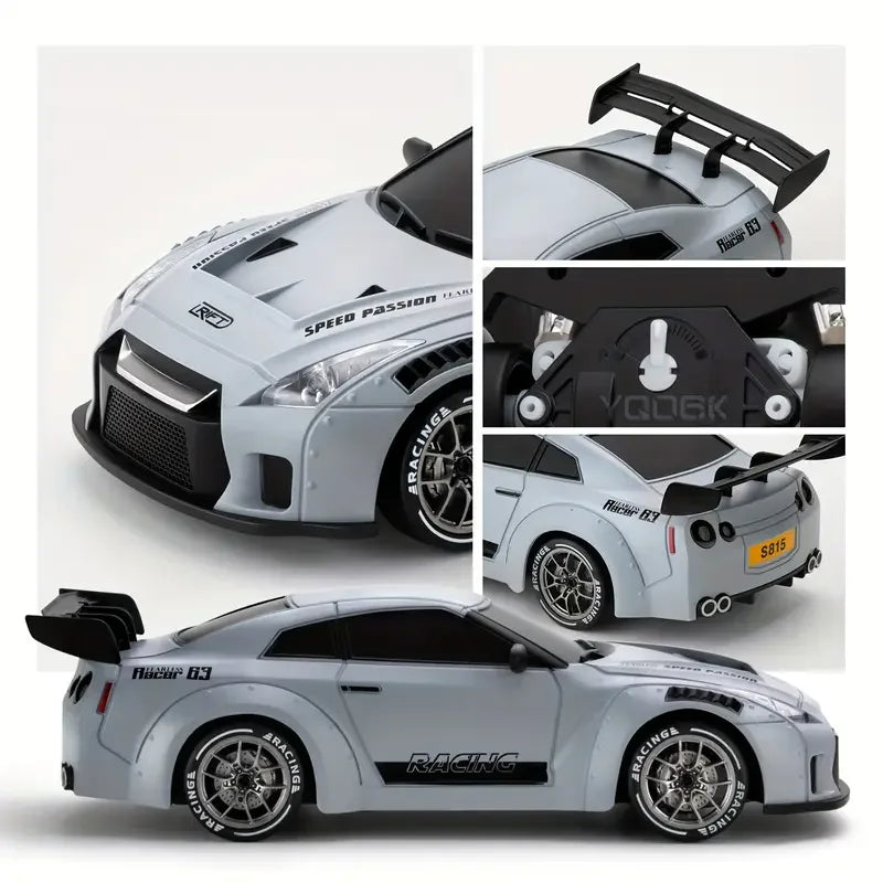 RC Drift Car 2,4 GHz, Maßstab 1:24, Allradantrieb, 20 km/h, Hochgeschwindigkeits-Fernsteuerungsauto mit LED-Leuchten, Driftreifen