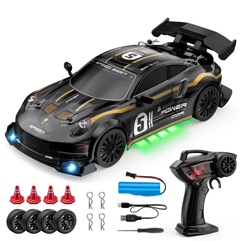 RC Drift Cars 2.4G 4WD, Maßstab 1:24, ferngesteuertes Rennauto, Austauschbare Reifen, Hochgeschwindigkeits-Drift-Rennfahrzeug