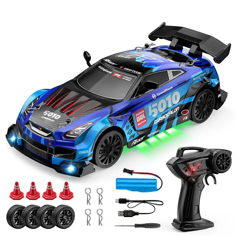 RC Drift Cars 2.4G 4WD, Maßstab 1:24, ferngesteuertes Rennauto, Austauschbare Reifen, Hochgeschwindigkeits-Drift-Rennfahrzeug