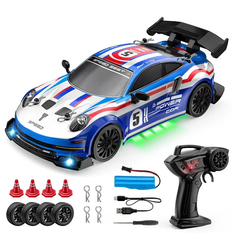 RC Drift Cars 2.4G 4WD, Maßstab 1:24, ferngesteuertes Rennauto, Austauschbare Reifen, Hochgeschwindigkeits-Drift-Rennfahrzeug