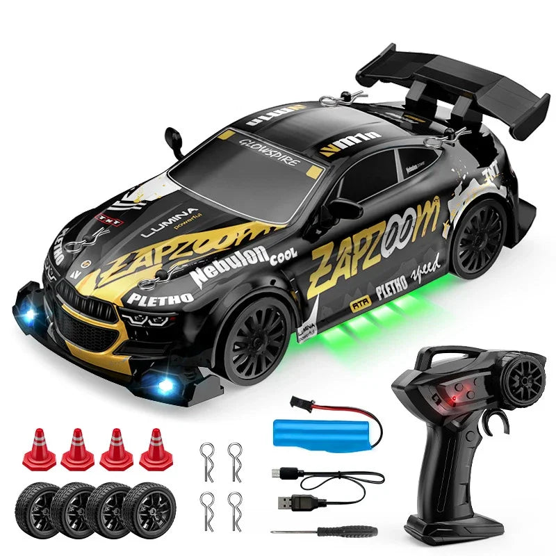 RC Drift Cars 2.4G 4WD, Maßstab 1:24, ferngesteuertes Rennauto, Austauschbare Reifen, Hochgeschwindigkeits-Drift-Rennfahrzeug