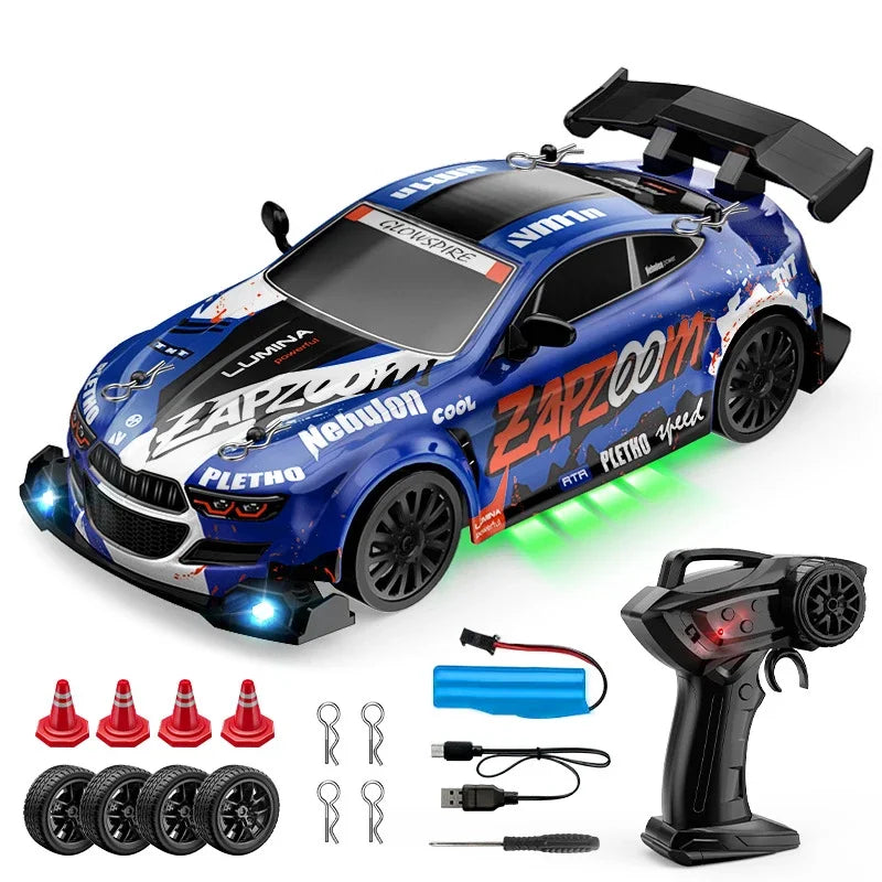 RC Drift Cars 2.4G 4WD, Maßstab 1:24, ferngesteuertes Rennauto, Austauschbare Reifen, Hochgeschwindigkeits-Drift-Rennfahrzeug